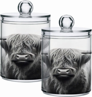 Ophelia & Co. Highland Charm Cotton Swab & Cotton Ball Dispenser Set - Clear Apothecary Jar for Home & Kitchen Storage, 2 Pack