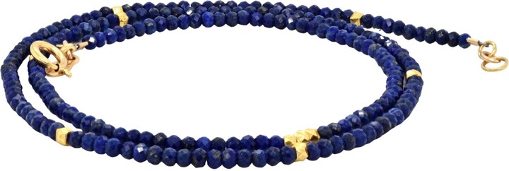 Lori Kaplan Design Gold / Blue Triple Wrap Lapis Bracelet Or Necklace