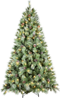 Lush Green 9ft Pvc Pine Christmas Tree With Warm Led Lights For Festive Holiday Decor