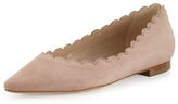 Thumbnail for your product : Manolo Blahnik Srila Scalloped Pointed-Toe Flat, Nude