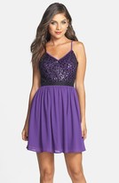 Thumbnail for your product : a. drea Sequin Bodice Skater Dress (Juniors)