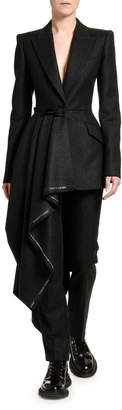Alexander McQueen Draped-Front Flannel Jacket