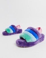 Thumbnail for your product : UGG Pride Fluff Yeah flat sandals in purple rainbow