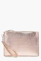 Thumbnail for your product : boohoo Womens Amy Leather Whipstitch Edge Metallic Clutch