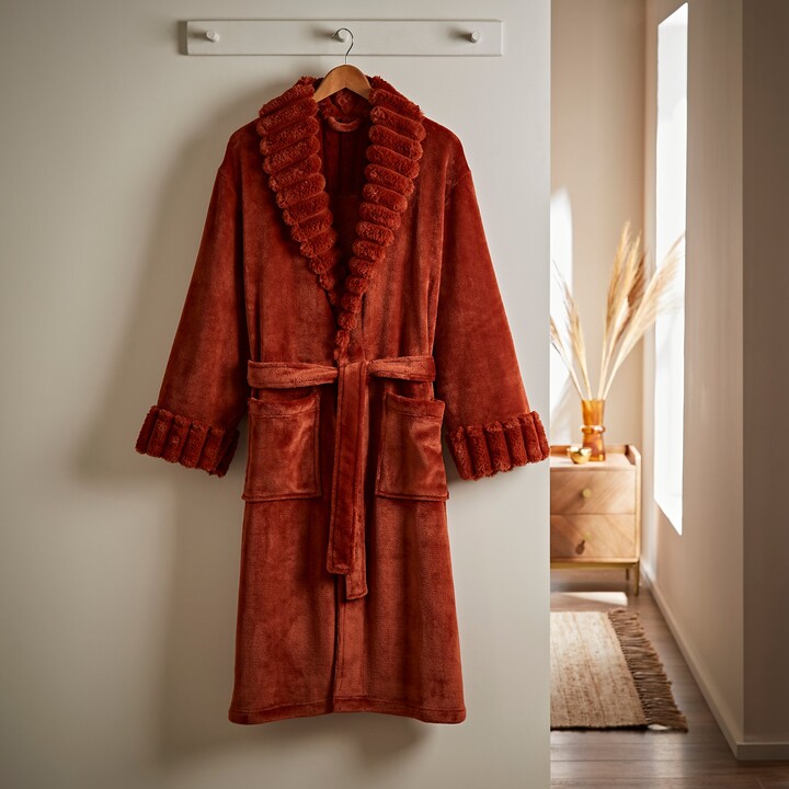 Dunelm Luxe Ribbed Faux Fur Dressing Gown Orange Umber ShopStyle Dresses