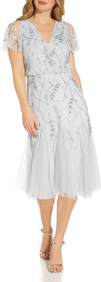 Womens Embellished Calf Midi Dress