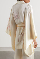 Thumbnail for your product : Carine Gilson Floral-print Silk-satin Robe - Cream