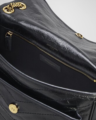 Saint Laurent Niki Medium Flap Shoulder Bag in Crinkled Leather