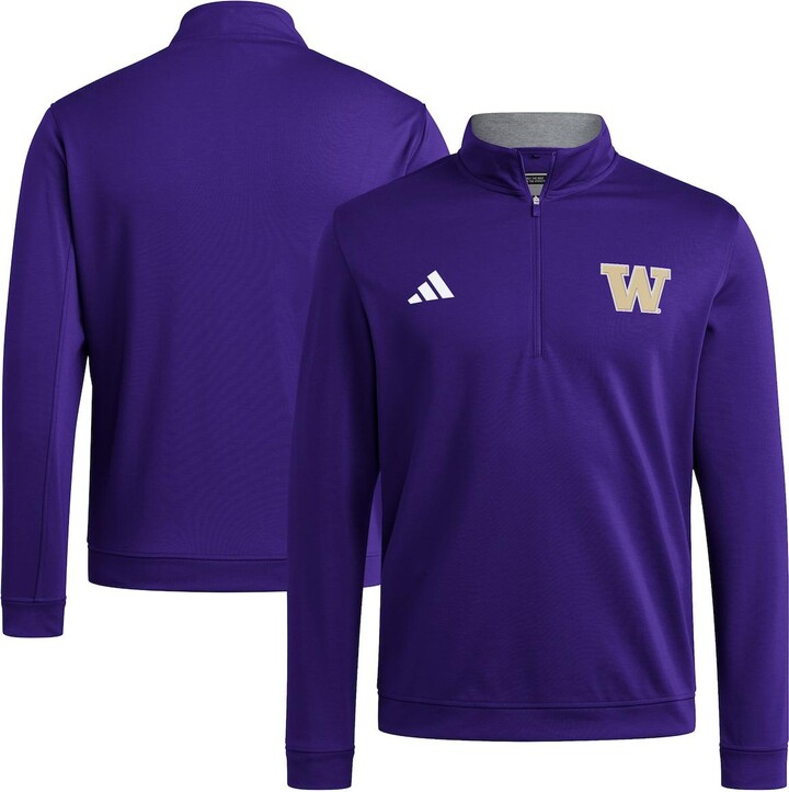 adidas Men's Purple Washington Huskies Elevated Tri-Blend Quarter-Zip Pullover Sweatshirt