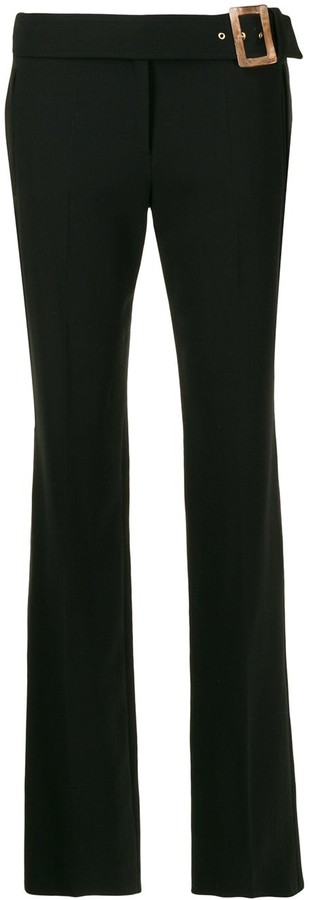 black tailored flared trousers