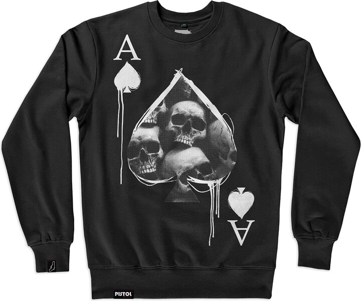 Pistol Boutique Men's Black Skull Skulls Ace of Spades Casual