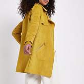 Thumbnail for your product : River Island Yellow faux suedette trench coat