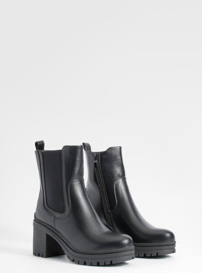 Suede Boohoo Chunky Cleated Heel Chelsea Boots Boohoo Chunky