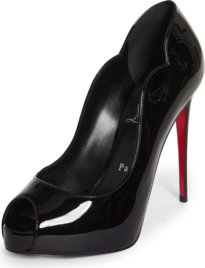  MSONLYDN High Heels Business Women Patent Platform Heels Women  Peep Toe Stilettos Pumps Comfortable Leather Heels 4.7 inch, Black, 5