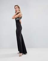 Thumbnail for your product : ASOS Design Sequin Bodice Strappy Back Fishtail Maxi Dress