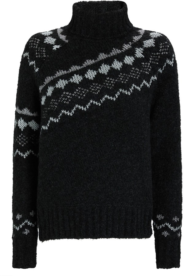 black and white fair isle sweater
