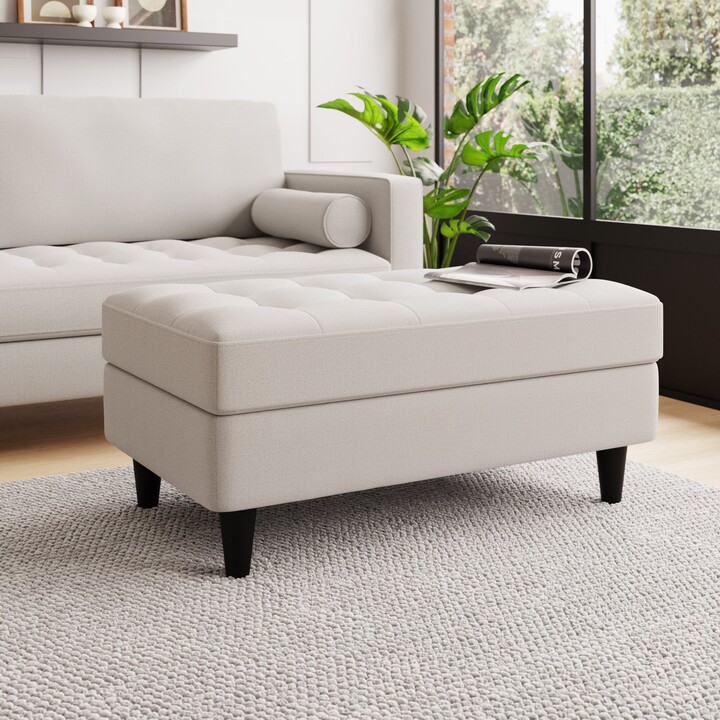 Dunelm Zoe Boucle Storage Footstool Light Grey ShopStyle