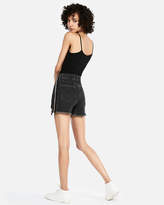 Thumbnail for your product : Express High Waisted Vintage Side Stripe Denim Shortie