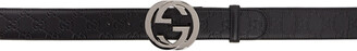 Gucci Black Embossed Interlocking G Belt