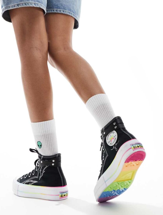 Converse Pride Chuck Taylor All Star Lift Hi in black ShopStyle