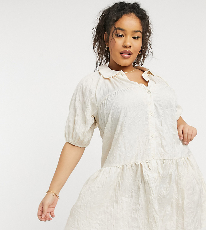 Lola May Curve smock dress in cream 