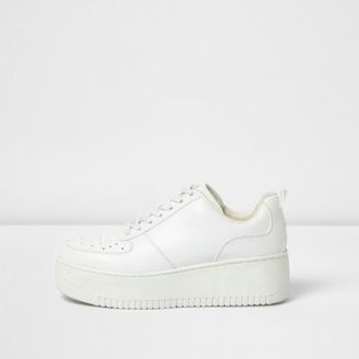 River Island Womens White lace-up platform sneakers