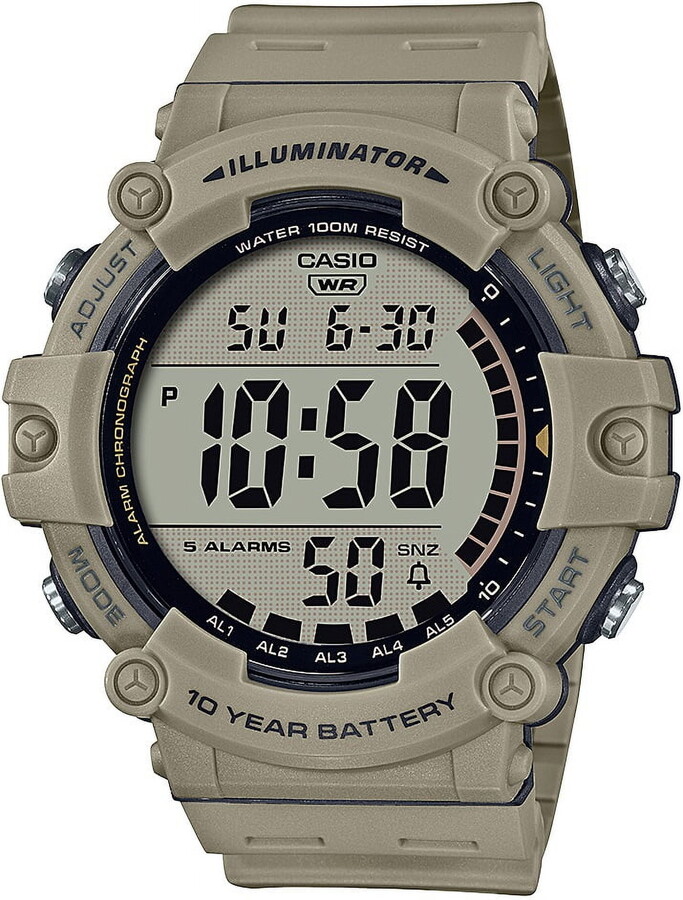 Casio Large LCD Digital Wristwatch Adult Mens Tan