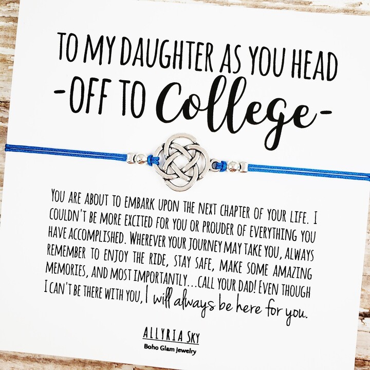 Gift Bracelet With Daughter "Off To College" Card, Dad Gift, Graduation, Back School, Freshman, Miss You, Call Your