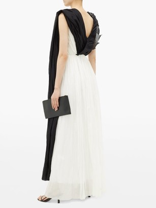 Vika Gazinskaya Draped Cotton-voile Maxi Dress - Black White