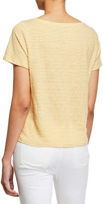 Eileen Fisher Plus Size Striped Square-Neck Short-Sleeve Jersey Linen Tee
