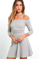 Thumbnail for your product : Lulus Yes to the Mesh Grey Skater Dress