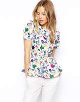 Thumbnail for your product : ASOS Peplum Top in Scuba with Floral Print
