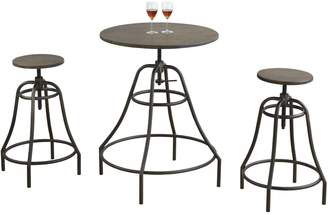 Monarch 3-Piece Distressed Brown and Bronze Metal Dining Set