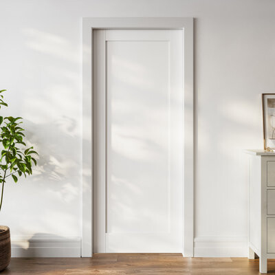 SMARTSTANDARD Primed 1-Paneled Sliding Pocket Door White Standard Door with Hardware Kit Set