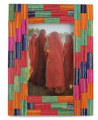 Gujurat Colors Wood Photo Frame (4x6) Multicolor Handmade India