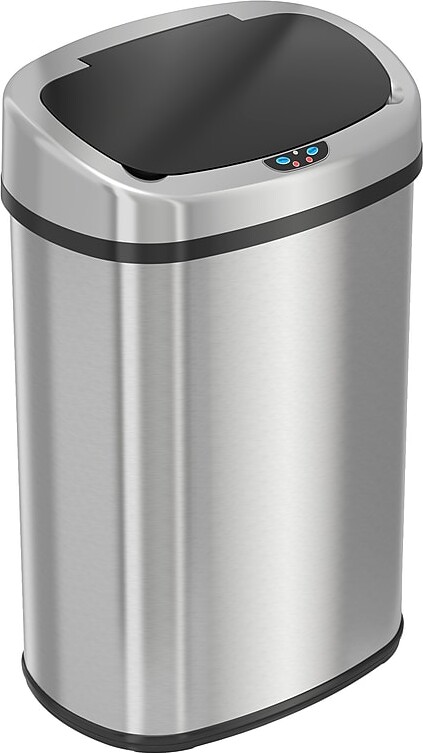 iTouchless SensorCan Stainless Steel Sensor Trash Can with AbsorbX Odor Control System, Silver, 13 gal. (ITOS13B)