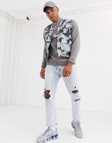 Thumbnail for your product : ASOS DESIGN relaxed fit sweatshirt with grandad collar and elasticated hem in beige marl