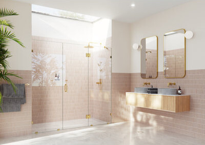 Glass Warehouse Stellar 89 in. W x 78 in. H Fully Frameless 3 Panel Inline Glass Hinged Shower Enclosure
