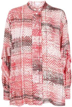 Lala Berlin contrast pattern ruffle sleeve blouse