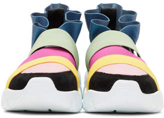 Emilio Pucci Beige and Pink Colorblock Slip-On Sneakers