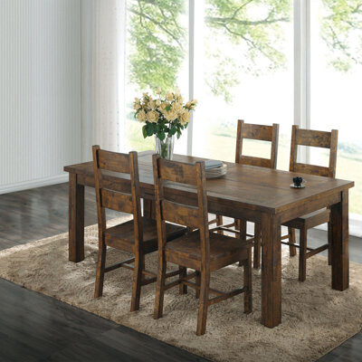 One Allium Way Mina Rustic Golden Brown 7-Piece Dining Table Set