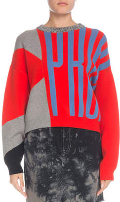 Proenza Schouler PSWL Knit Logo Colorblock Crewneck Pullover Sweater