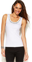 Thumbnail for your product : INC International Concepts Petite Sleeveless Rhinestone-Embroidered Tank Top