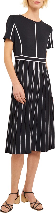 Misook Modern Fit Contrast Stripe A-Line Dress