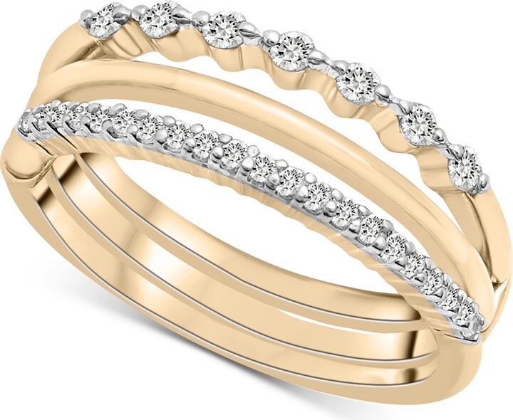 Wrapped Diamond Triple Row Stack Look Ring (1/4 ct. t.w.) in 10k Gold Created for Macy's