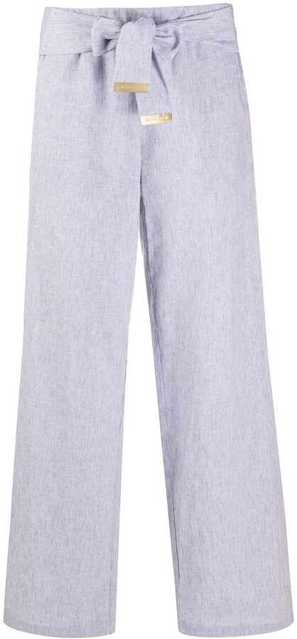 striped tie waist trousers