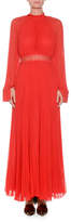 Thumbnail for your product : Giambattista Valli High-Neck Long-Sleeve Pleated Silk Gown w/ Lace Waist
