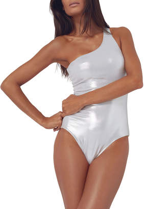 Melissa Odabash Metallic One-Shoulder One-Piece Swimsuit