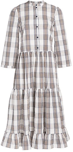 plaid midi dress with sleeves