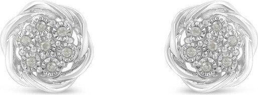 Haus of Brilliance HausofBrillianceSilver1/6CttwDiamondSwirlClusterStudEarrings